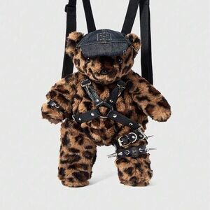 Leopard Teddy Bear Backpack with Spikes